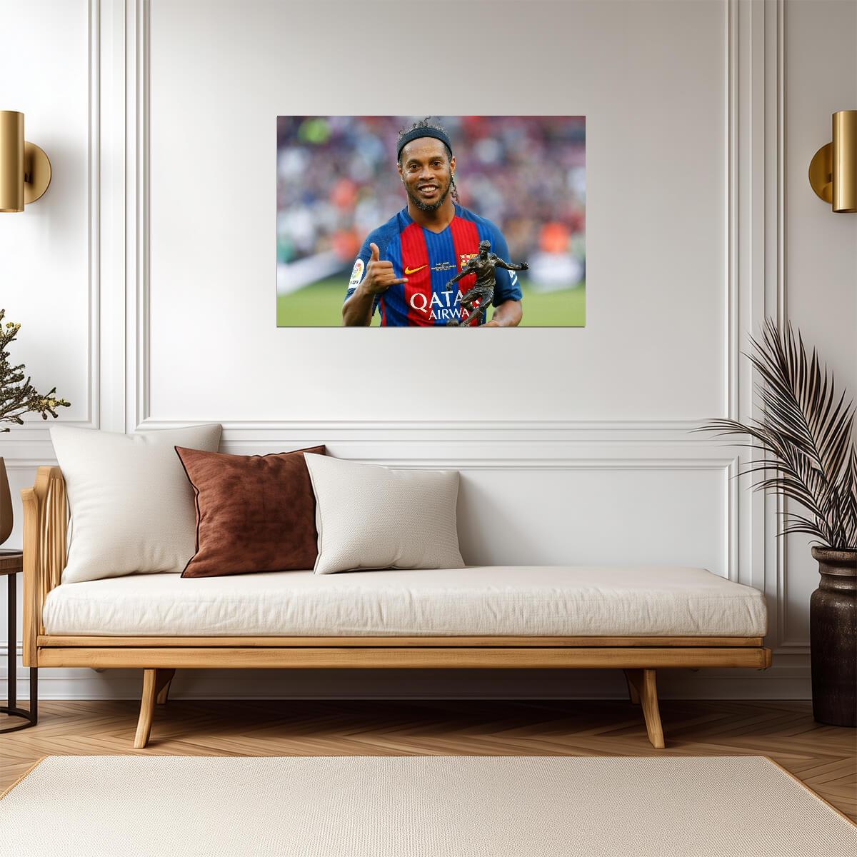Ronaldinho Close Up Portrait | Barcelona Soccer Legend | Sports Poster - Sports Poster