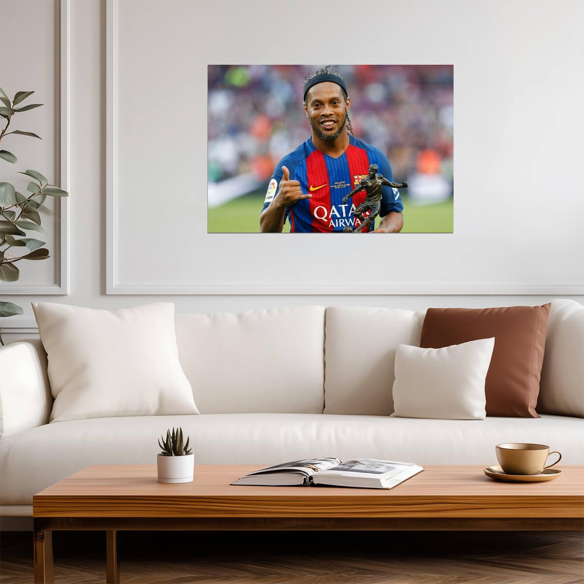 Ronaldinho Close Up Portrait | Barcelona Soccer Legend | Sports Poster - Sports Poster