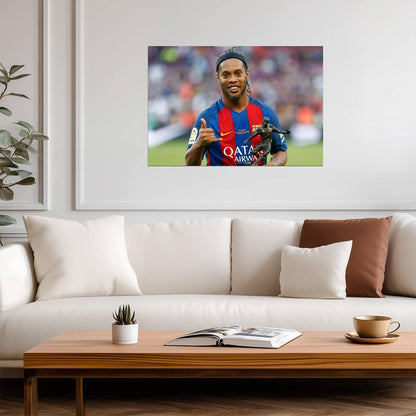Ronaldinho Close Up Portrait | Barcelona Soccer Legend | Sports Poster - Sports Poster