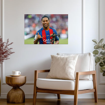 Ronaldinho Close Up Portrait | Barcelona Soccer Legend | Sports Poster - Sports Poster