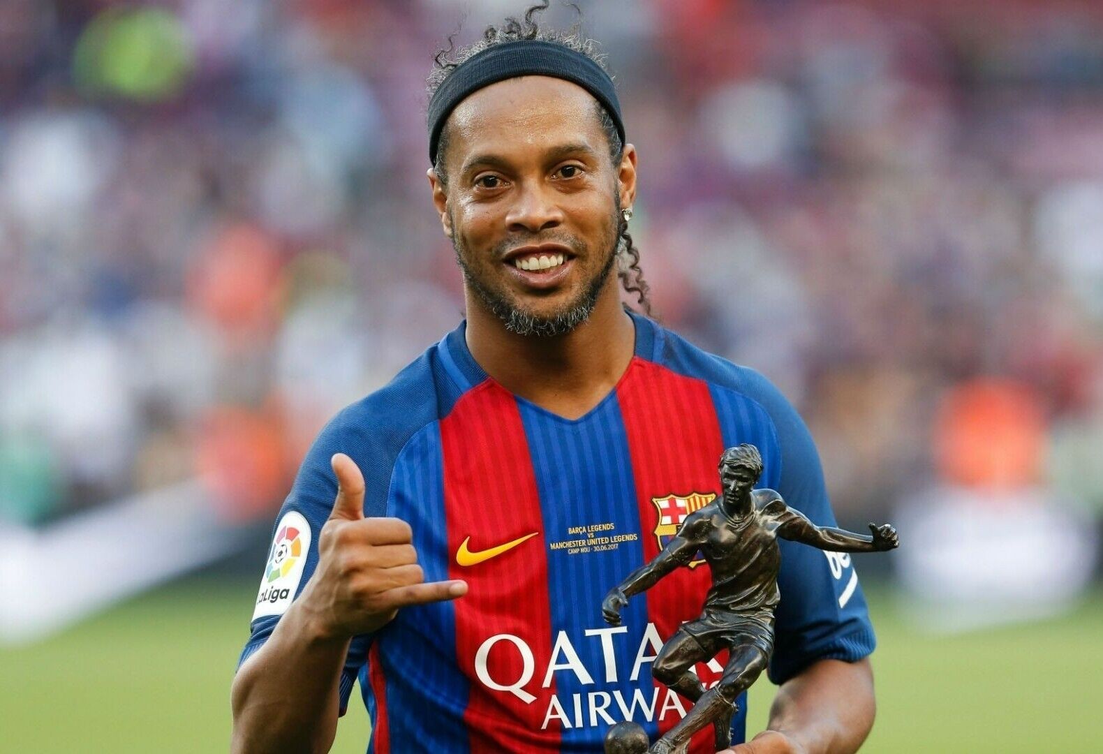 Ronaldinho Close Up Portrait | Barcelona Soccer Legend | Sports Poster - Sports Poster
