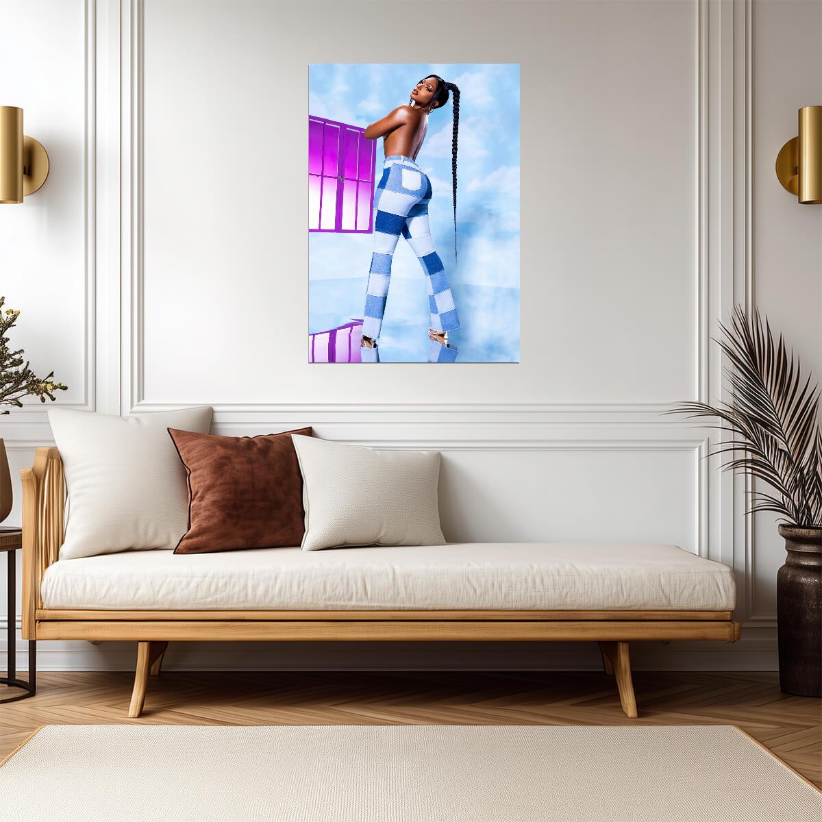 Megan Thee Stallion Blue Pastel Pants | Fashion Poster | Sexy Hip Hop Star - Music Poster
