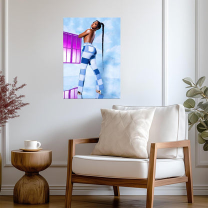 Megan Thee Stallion Blue Pastel Pants | Fashion Poster | Sexy Hip Hop Star - Music Poster