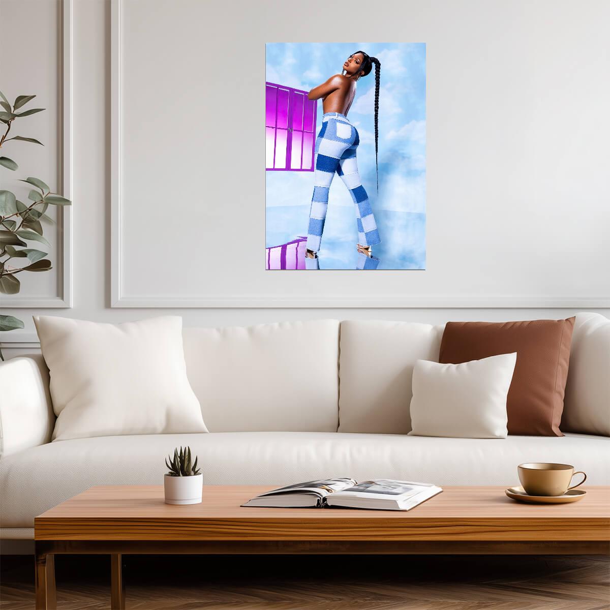 Megan Thee Stallion Blue Pastel Pants | Fashion Poster | Sexy Hip Hop Star - Music Poster