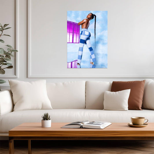 Megan Thee Stallion Blue Pastel Pants | Fashion Poster | Sexy Hip Hop Star - Music Poster