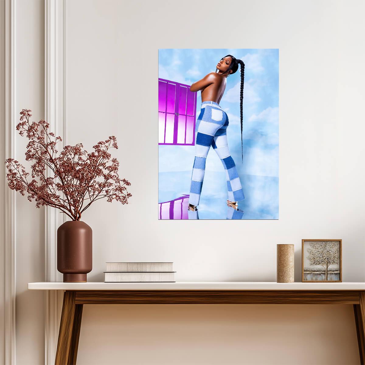 Megan Thee Stallion Blue Pastel Pants | Fashion Poster | Sexy Hip Hop Star - Music Poster