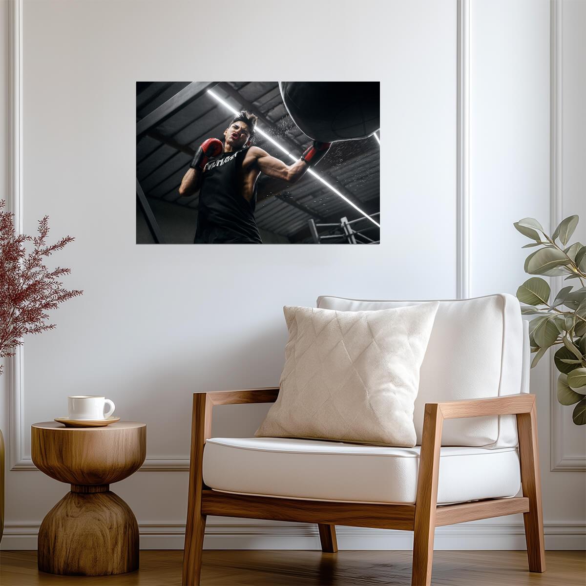 Ryan Garcia Heavy Bag Workout | Boxing Motivation Poster | Gym Wall Art for Fans - Sports Poster