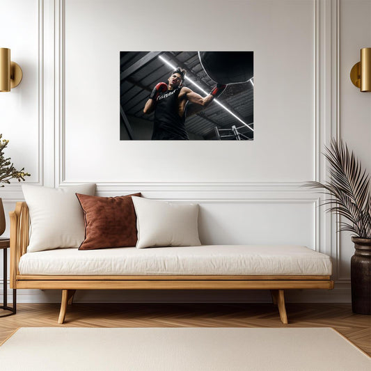 Ryan Garcia Heavy Bag Workout | Boxing Motivation Poster | Gym Wall Art for Fans - Sports Poster