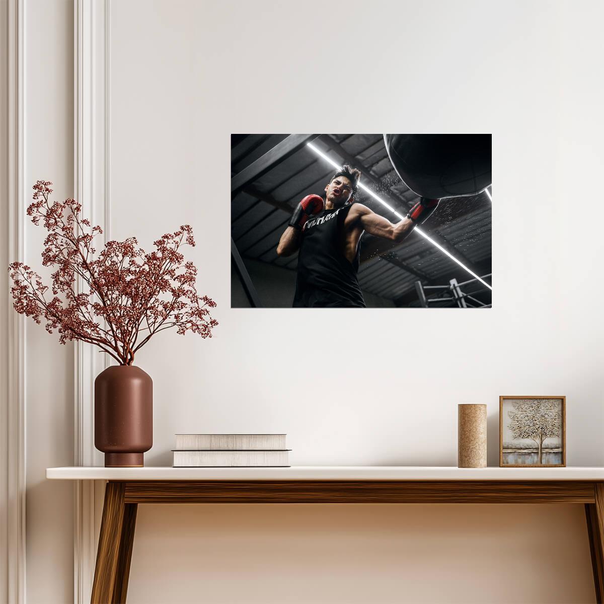 Ryan Garcia Heavy Bag Workout | Boxing Motivation Poster | Gym Wall Art for Fans - Sports Poster