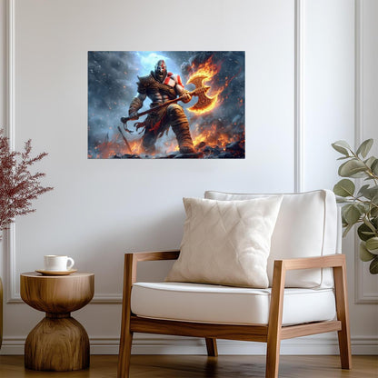God of War Kratos Raging Fury | Norse Mythology Poster | Spartan Battle Art - Video Games Poster
