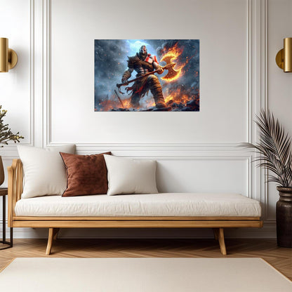 God of War Kratos Raging Fury | Norse Mythology Poster | Spartan Battle Art - Video Games Poster
