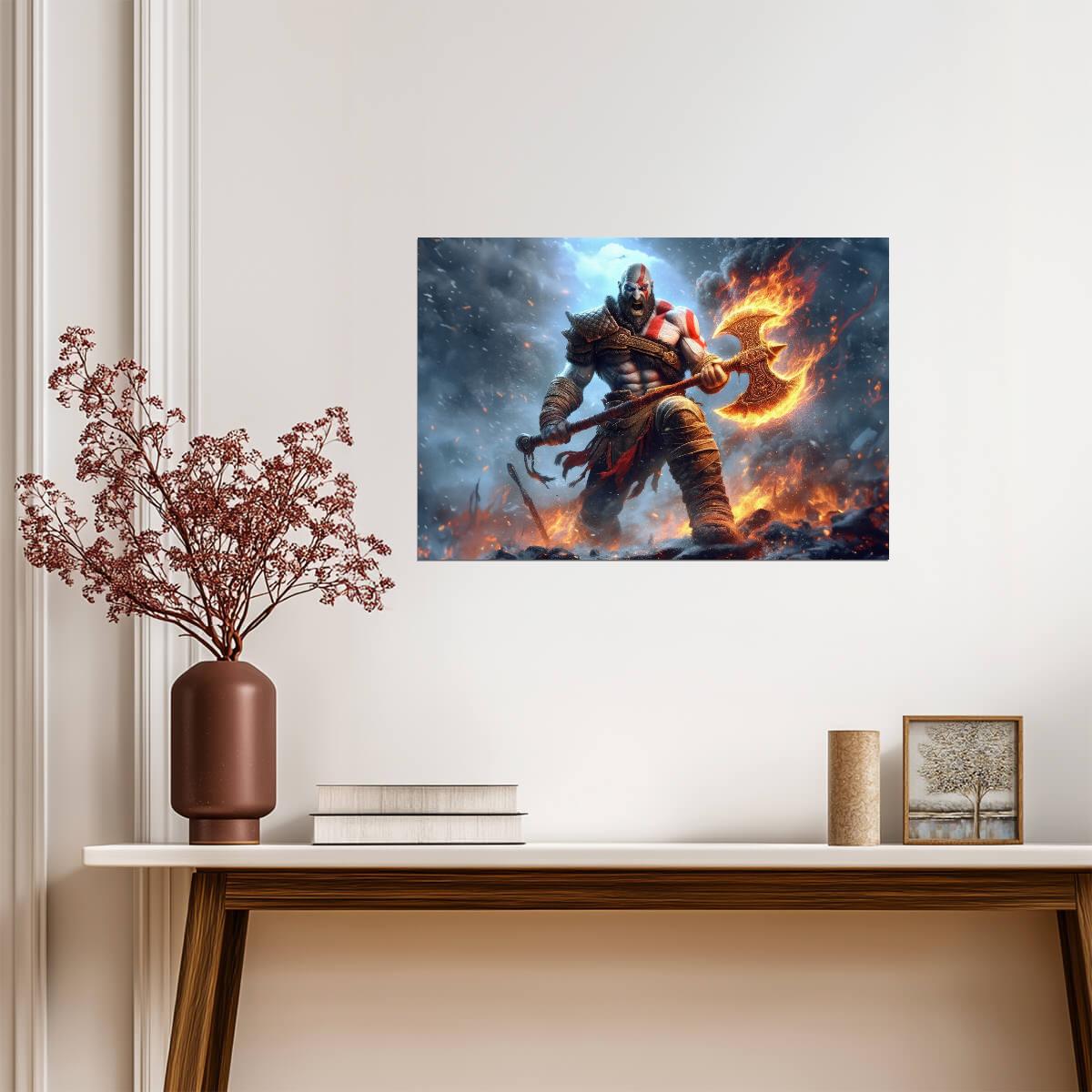 God of War Kratos Raging Fury | Norse Mythology Poster | Spartan Battle Art - Video Games Poster