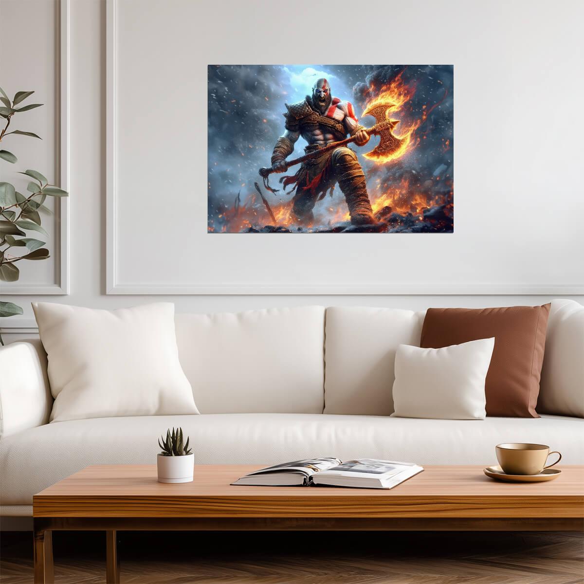 God of War Kratos Raging Fury | Norse Mythology Poster | Spartan Battle Art - Video Games Poster