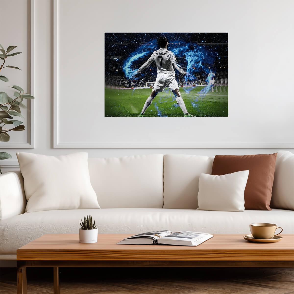 Cristiano Ronaldo Real Madrid | CR7 From Behind Poster | Soccer Legend Wall Art - Sports Poster