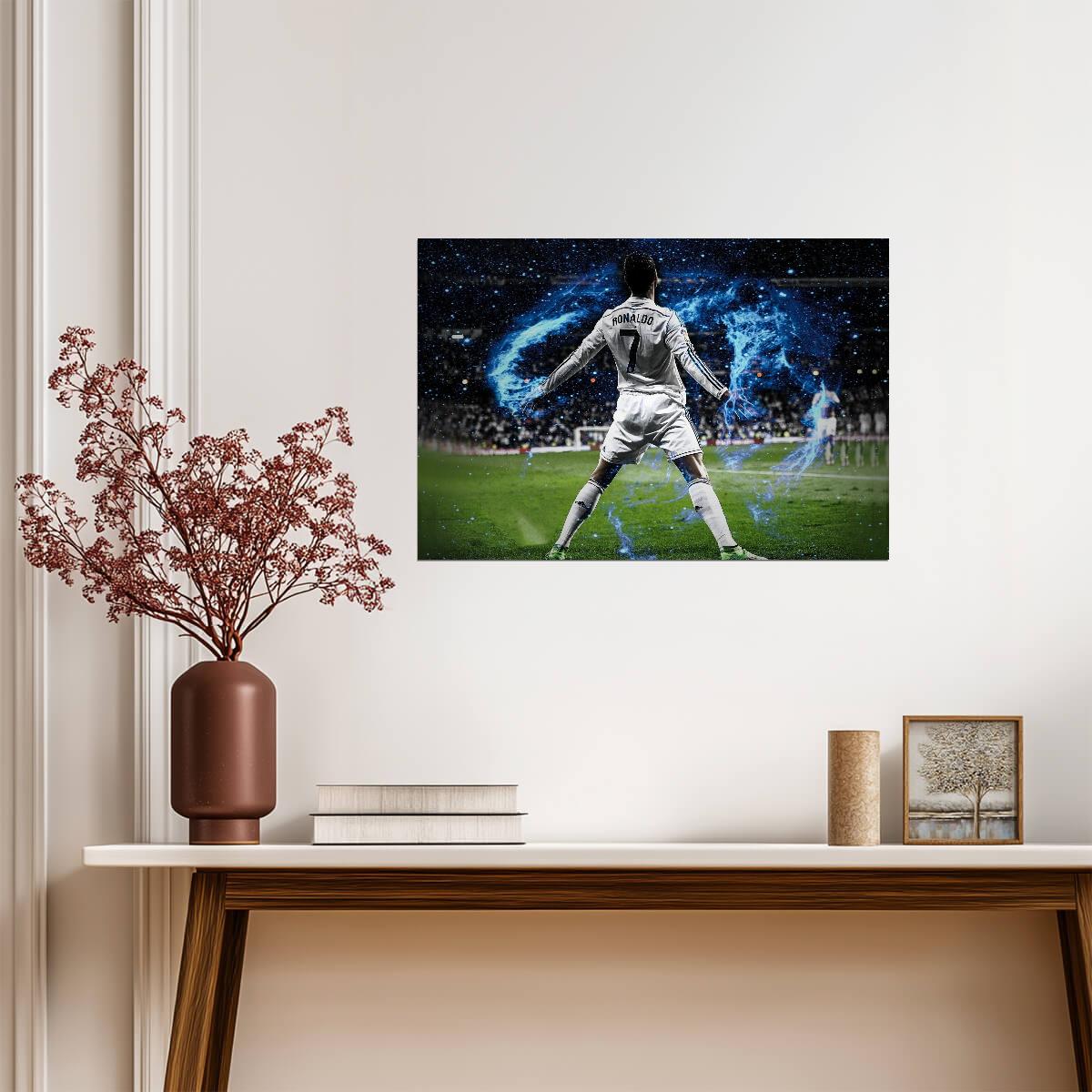 Cristiano Ronaldo Real Madrid | CR7 From Behind Poster | Soccer Legend Wall Art - Sports Poster