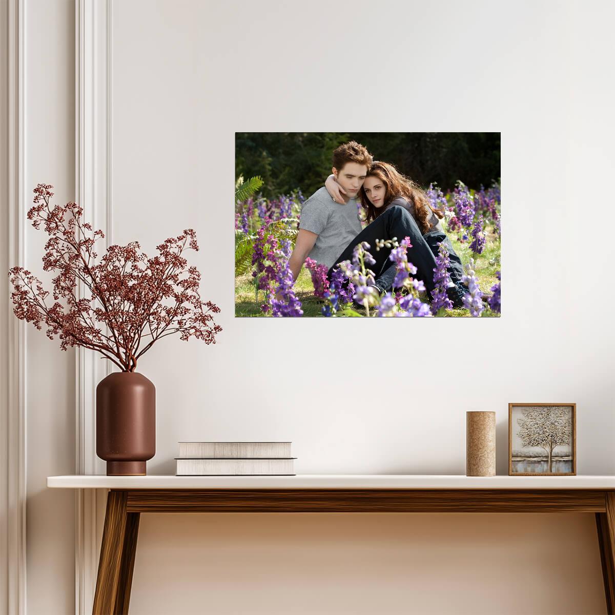 Twilight Saga Bella & Edward | Purple Flower Field Poster | Romance Movie Wall Art - Movies & TV Poster
