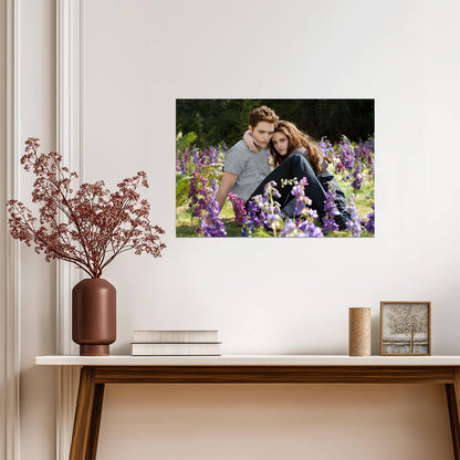 Twilight Saga Bella & Edward | Purple Flower Field Poster | Romance Movie Wall Art - Movies & TV Poster