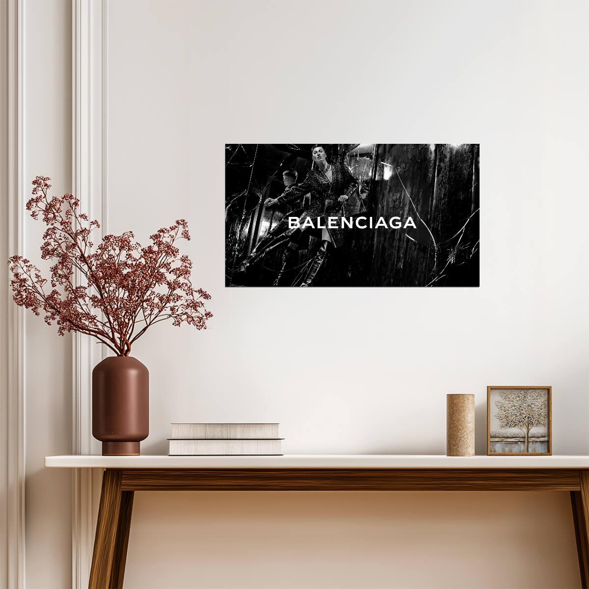 Balenciaga Logo Black and White | Modern Fashion Poster | Abstract Brand Wall Art - Photography Poster