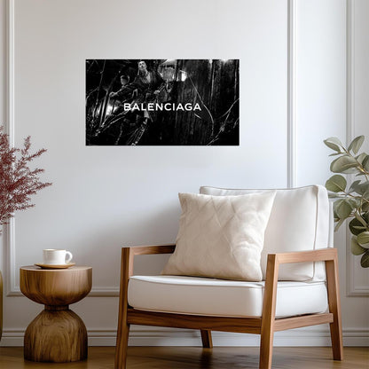 Balenciaga Logo Black and White | Modern Fashion Poster | Abstract Brand Wall Art - Photography Poster