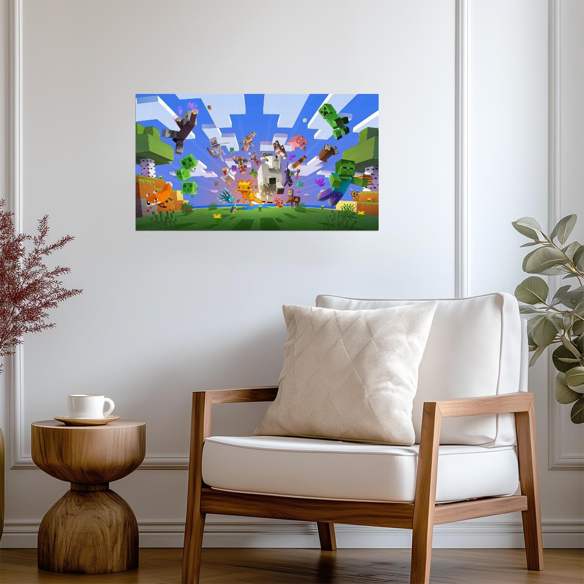 Minecraft Mob Variety Poster | Creeper Zombie Pig & More | Sandbox Game Wall Decor - Video Games Poster