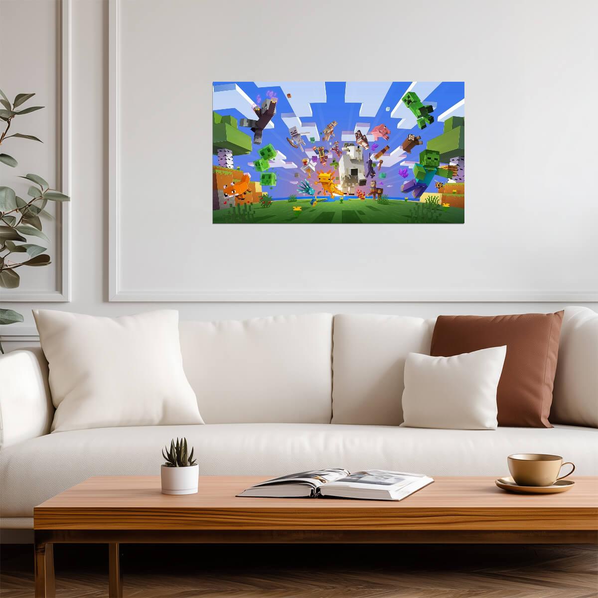 Minecraft Mob Variety Poster | Creeper Zombie Pig & More | Sandbox Game Wall Decor - Video Games Poster