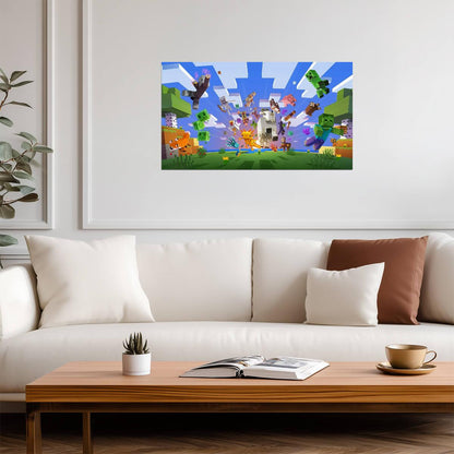 Minecraft Mob Variety Poster | Creeper Zombie Pig & More | Sandbox Game Wall Decor - Video Games Poster