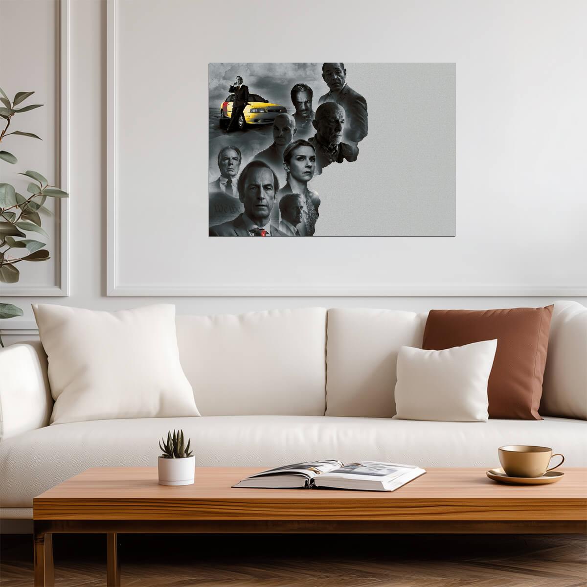 Better Call Saul Cast Collage | Black and White TV Show Poster | Character Art Print - Movies & TV Poster