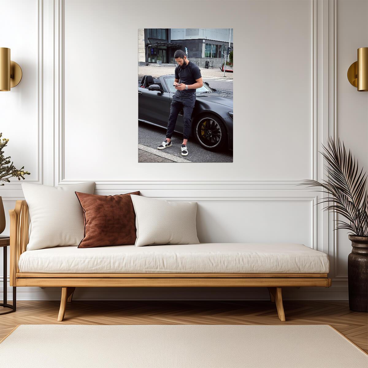 Khamzat Chimaev with Black Convertible | MMA Fighter Poster | Celebrity Lifestyle Wall Art - Sports Poster