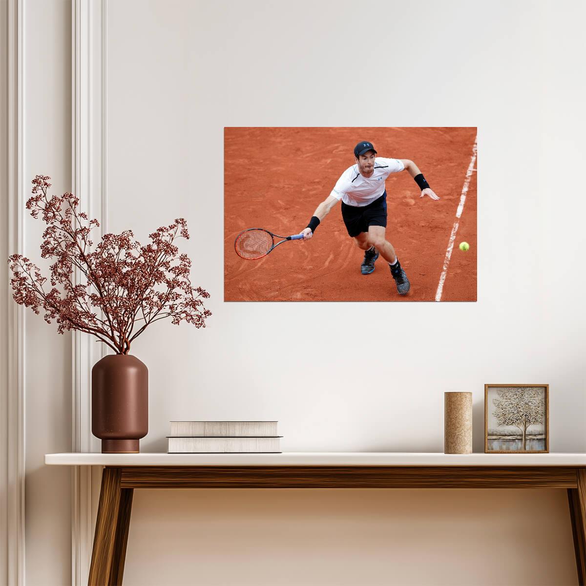 Andy Murray In Action on Clay Court | Professional Tennis Poster | Sports Legend Photography - Sports Poster