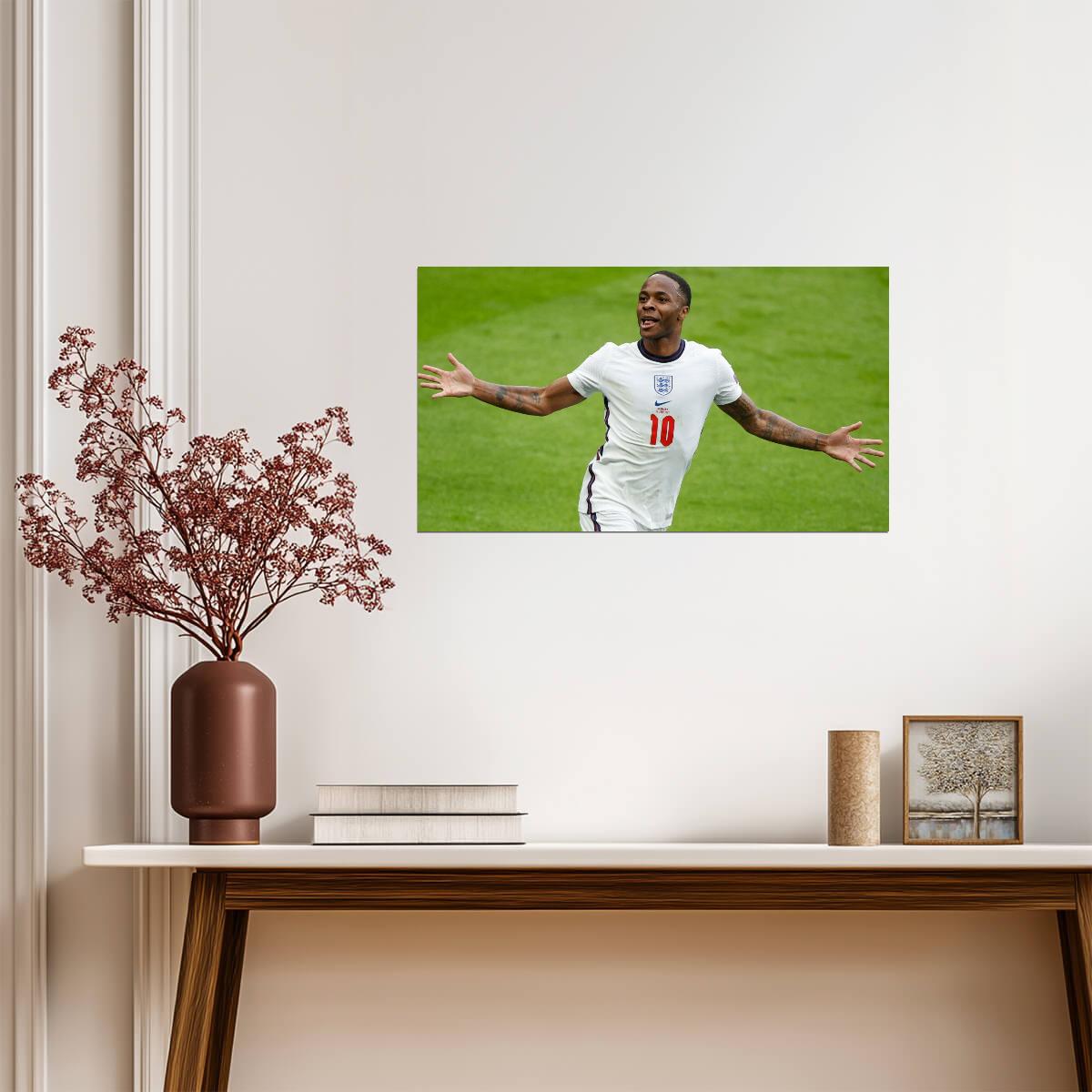 Raheem Sterling England Euro 2020 Goal Celebration | Soccer Poster | National Team Fan Gift - Sports Poster