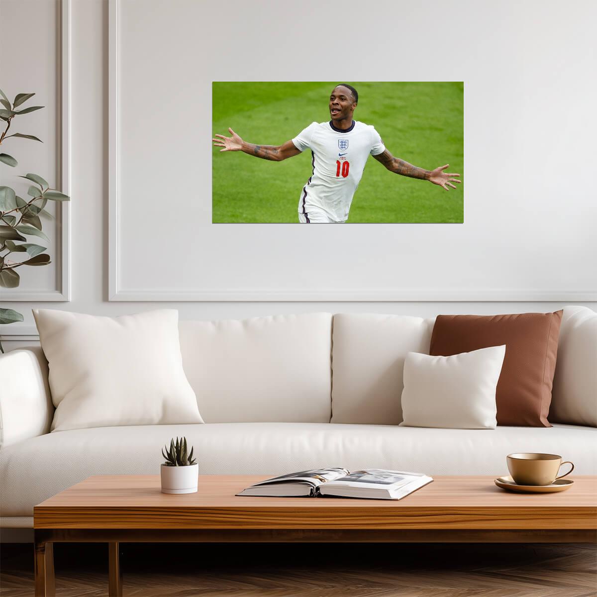 Raheem Sterling England Euro 2020 Goal Celebration | Soccer Poster | National Team Fan Gift - Sports Poster