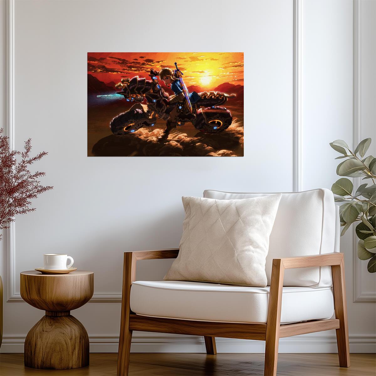 The Legend of Zelda Breath of the Wild Link on Master Cycle Zero | DLC Poster | Fantasy Motorcycle BOTW Art - Video Games Poster
