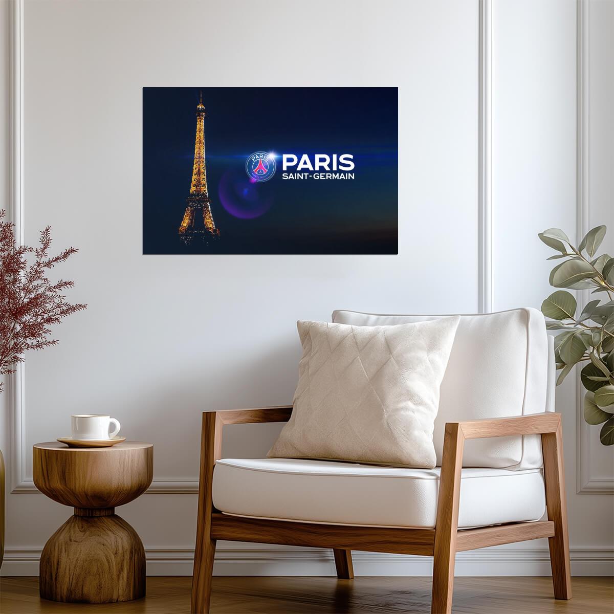 Paris Saint-Germain Eiffel Tower | French Soccer Club Poster | PSG Logo Wall Art - Sports Poster