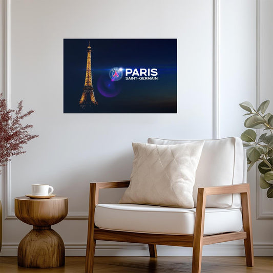 Paris Saint-Germain Eiffel Tower | French Soccer Club Poster | PSG Logo Wall Art - Sports Poster