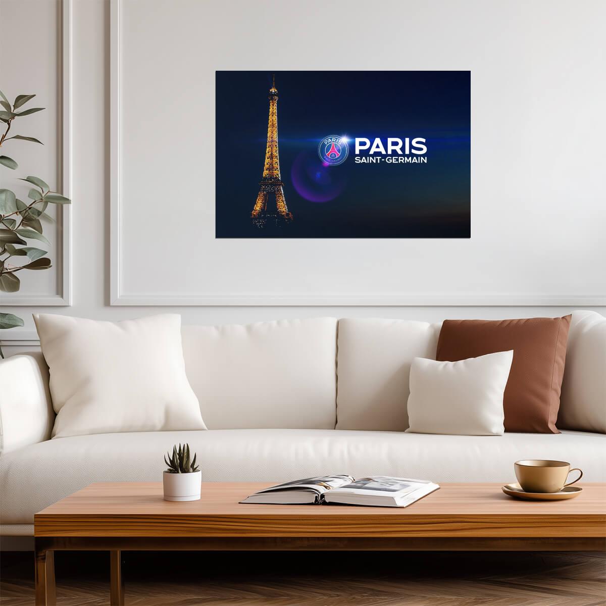 Paris Saint-Germain Eiffel Tower | French Soccer Club Poster | PSG Logo Wall Art - Sports Poster