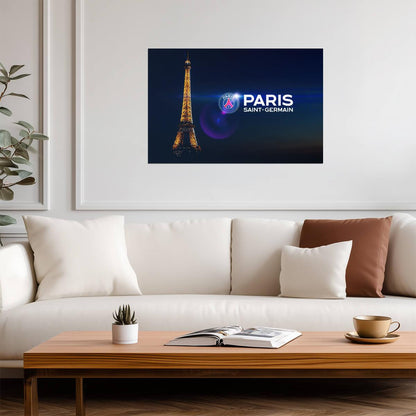 Paris Saint-Germain Eiffel Tower | French Soccer Club Poster | PSG Logo Wall Art - Sports Poster
