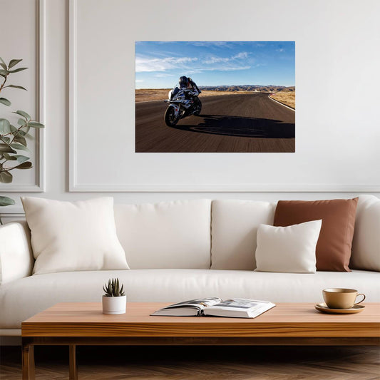 BMW S1000RR M Sport | Superbike Photography Poster | Motorcycle Racing on Desert Track - Cars Poster