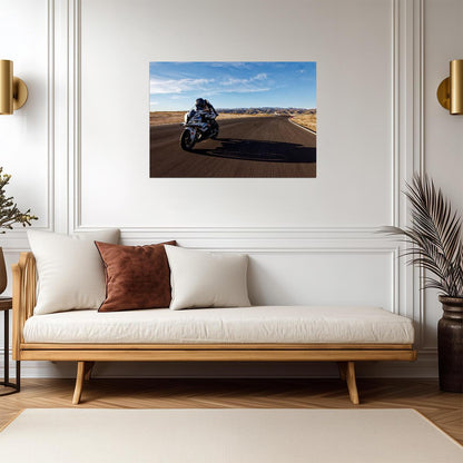 BMW S1000RR M Sport | Superbike Photography Poster | Motorcycle Racing on Desert Track - Cars Poster