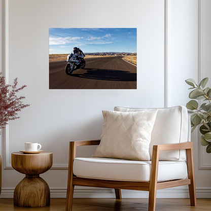 BMW S1000RR M Sport | Superbike Photography Poster | Motorcycle Racing on Desert Track - Cars Poster