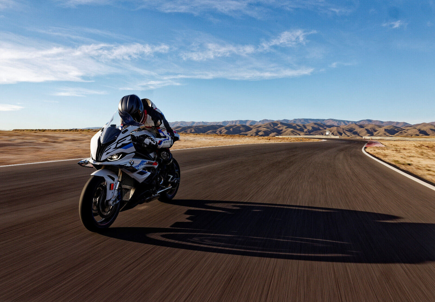 BMW S1000RR M Sport | Superbike Photography Poster | Motorcycle Racing on Desert Track - Cars Poster