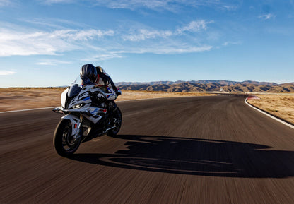 BMW S1000RR M Sport | Superbike Photography Poster | Motorcycle Racing on Desert Track - Cars Poster