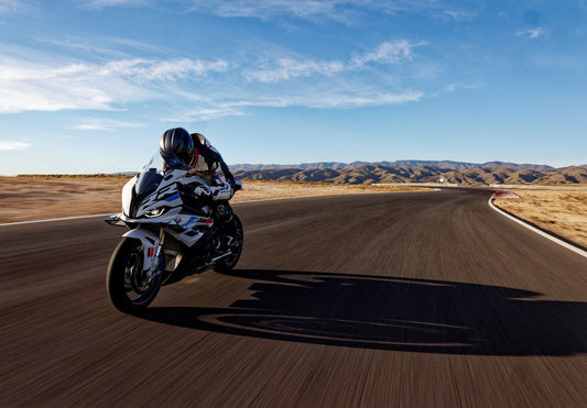 BMW S1000RR M Sport | Superbike Photography Poster | Motorcycle Racing on Desert Track - Cars Poster