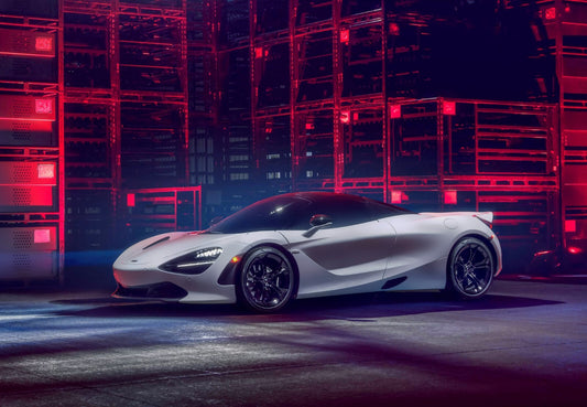 McLaren 720S | White British Supercar Poster | Automotive Art in Red Neon Light - Cars Poster