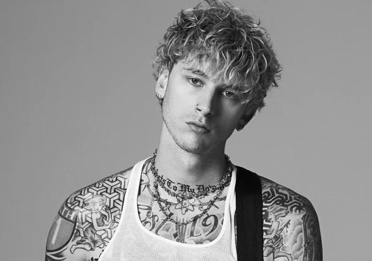 Machine Gun Kelly White Tank Top | Tattoos Black and White Photo | Alternative Rock Poster - Music Poster