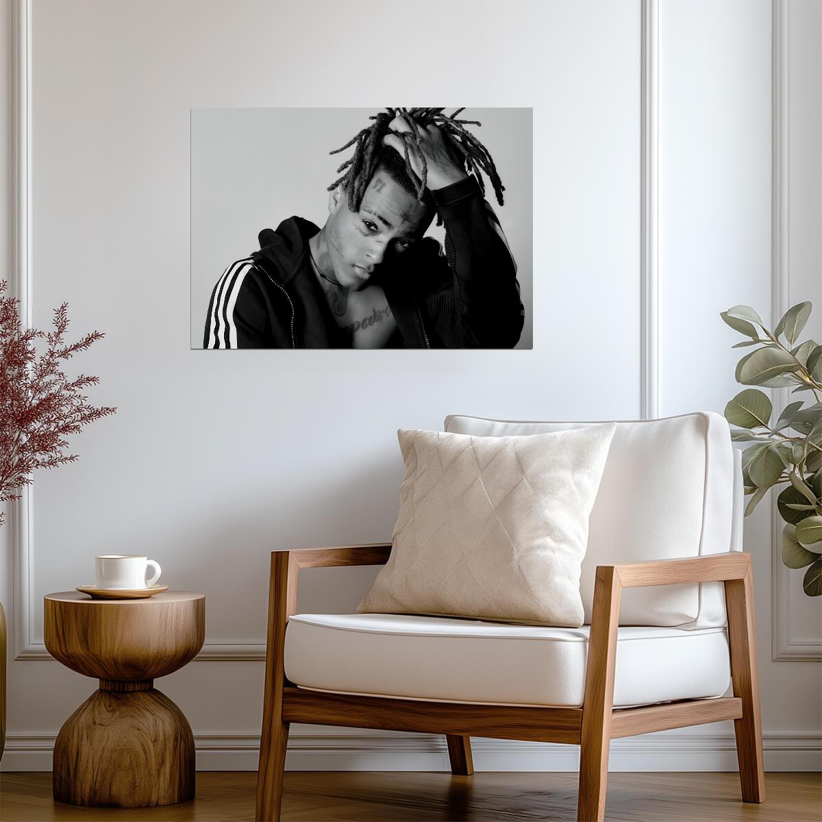 Xxxtentacion Black and White Portrait | Adidas Jacket Photoshoot | Music Star Poster - Music Poster