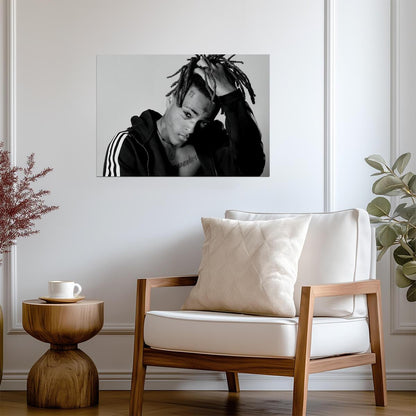 Xxxtentacion Black and White Portrait | Adidas Jacket Photoshoot | Music Star Poster - Music Poster