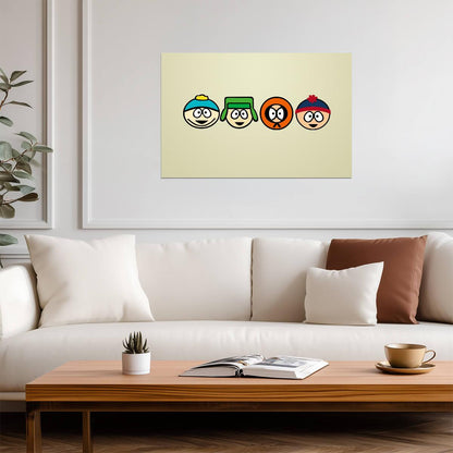 South Park Four Boys Heads | Minimalist Character Icons | Funny Cartoon Poster - Movies & TV Poster