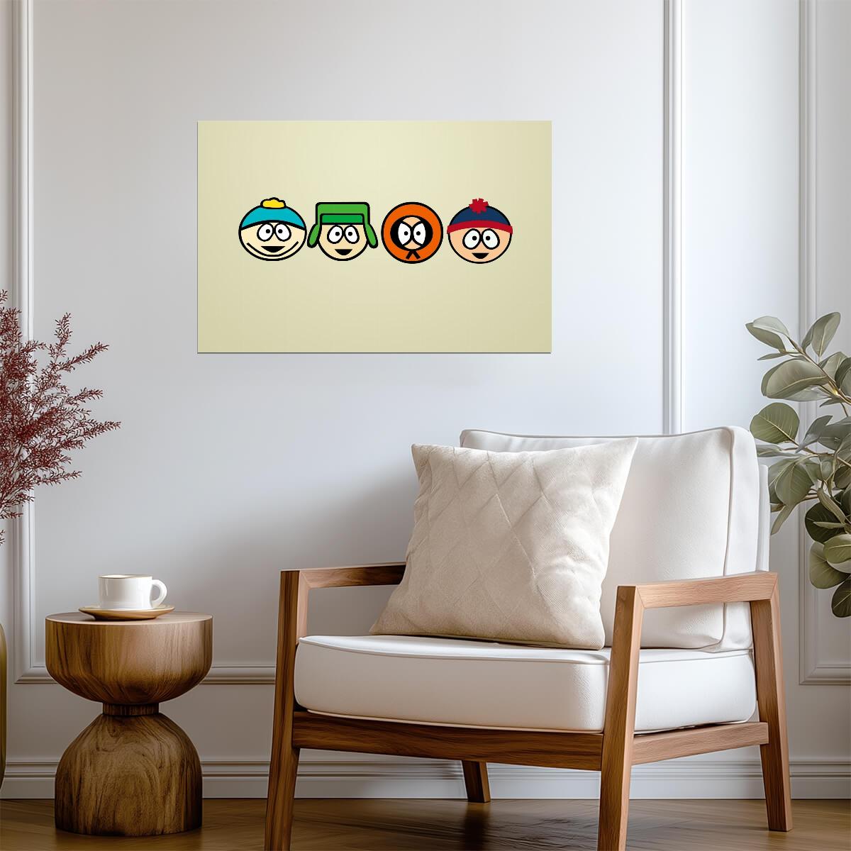 South Park Four Boys Heads | Minimalist Character Icons | Funny Cartoon Poster - Movies & TV Poster