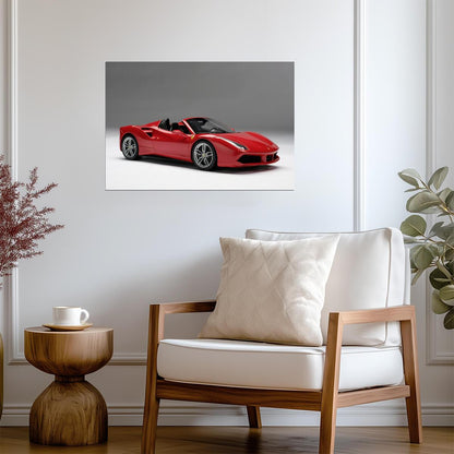 Ferrari 488 Spider | Red Italian Supercar Poster | Convertible Sports Car Art - Cars Poster