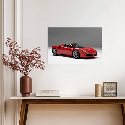 Ferrari 488 Spider | Red Italian Supercar Poster | Convertible Sports Car Art - Cars Poster